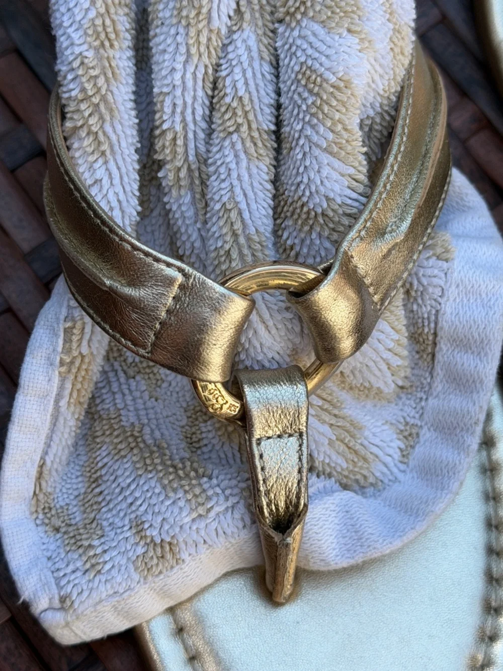 Lilly Pulitzer McKim Sandals Womens 8.5 Gold Metallic Wedge Thong